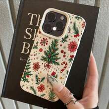 1 pieza Funda de teléfono con patrón de árbol de Navidad, bastón de caramelo y rama de bayas de material TPU compatible con iPhone - Blanco - Ver 2