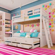 Kids Bed Frames, Headboards & Footboards - White + Pine + 90cm*200cm-1 - View 1