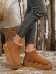 Women's New Thick Sole Round Toe Short Snow Boots, Comfortable & Versatile For Outdoor, Size 35-44 (Please Order 1 Size Up)