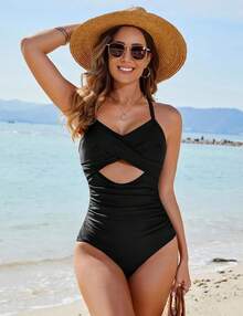 Traje de Baño de Una Pieza para Mujeres, Traje de Baño Elegante para Mujeres, Ropa de Playa, Bikini Sexy, Adecuado para Playa, Piscina, Vacaciones - azul - Ver 2