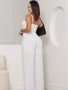 Women's Long Palazzo Jumpsuit VARIOUS COLORS Simple Backless / Backless Ruched Butterfly Knot Wedding Birthday Party - 離開 - 查看 2