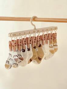 1 Stück Baby Kleiderbügel, Neugeborenen Socken Trockengestell, faltbarer Kleiderbügel mit mehreren Clips, windgeschützter Kleiderbügel für Kinderschrank Aufbewahrung