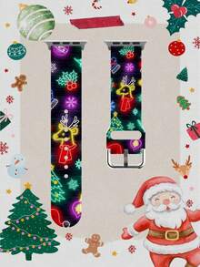 1pc Colorful Deer Head Soft Elastic Breathable Wristband Replacement Watch Band Compatible With Samsung, Garmin, Honor Smartwatches, Apple Watch 38mm 40mm 41mm 45mm 44mm 42mm 46mm 49mm, Fashionable Casual Multi-Color Silicone Strap Compatible With Apple Watch Ultra Series SE/11/10/9/8/7/6/5/4/3/2/1