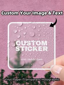 1-108pcs Customizable Square Stickers - Includes Any Design, Image, Logo, Text, Waterproof, Personalized Thank You Labels, Unique Ideal Gift For Friends, Sons, Daughters, Students, Employees, Kids, Schools, Families, Offices, Etc. - White - View 8