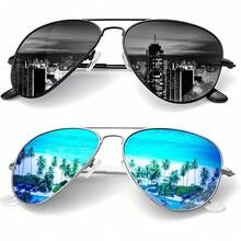 ¡Recomendado2 Pares Lentes De Sol Polarizadas Para Hombre Con Protección UV Y Montura Semirrígida Para Conducir Y Hacer Senderismo¡Top de Temporada - ferroso+ferroso1 - Ver 7