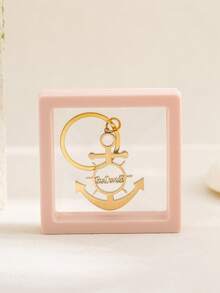 1 Stück personalisierter Edelstahl Namensanhänger - Personalisierter matter Anker Seemann Buchstaben Anhänger mit glänzenden Akzenten, unisex Panzerkette Schmuckgeschenk, geeignet für Lässig oder formelle Anlässe, Boho-Chic, 18 Karat vergoldet, personalisierter Schlüsselanhänger