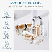 Transparent Locksmith Locks Cutaway Training Skill Tool Professional Visible Practice Padlock Copper Lock Pick Sets