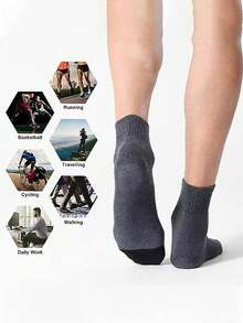 1/3/6 Pairs Men's Black Sports Socks, Moisture Wicking For Tennis, Badminton, Running, Basketball, Unisex Socks, Fall - Multicolor - View 3
