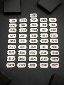 1pc Hip Hop Dog Tag Rectangular Nameplate Necklace With Birth Year Number, Stainless Steel Age/Year Necklace For Men & Boys, Personalized Birthday Gift