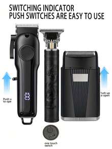 Black Cordless Electric Hair Clipper For Men, USB Rechargeable Grooming Kit With Hair Trimmer, Beard Trimmer And Edger - Perfect Gift For Father's Day