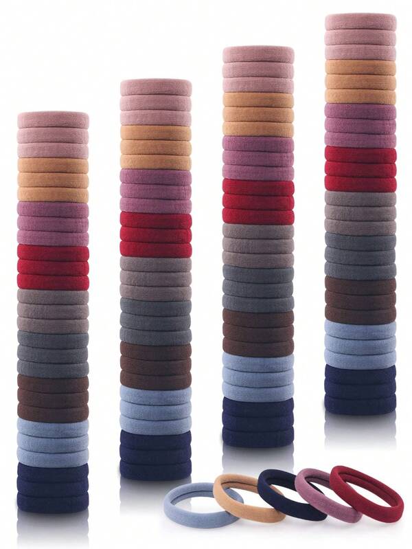 100 Pcs Hair Ties, Seamless Elastic For Women And Girls, No Crease Snag-Free Ponytail Holders, Strong Hold Assorted Muted Dark Colors ,Hair Elastics ,Hair Rubber Bands ,Scrunchies ,Hair Rope ,Elastic Hair Tie