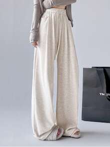 女士宽松直筒裤，加厚保暖内衬，休闲风格，适合秋冬季