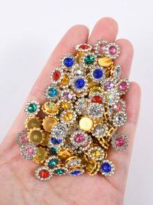 100pcs/Pack, 10mm 12mm Mixed Color Gold Base Claw Rhinestones, Hand-Sewn Sunflower Claw Rhinestones, Hand-Sewn Glass Rhinestone Beads, Sunflower Rhinestone Beads For Clothing Accessories