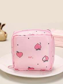 1 Pc Super Cute Portable Cartoon Female Sanitary Napkin Storage Bag, Ladies And Girls Menstrual Sanitary Napkin Bag, Large Capacity Storage Sanitary Napkin For Coins, Cosmetics, Tissues And Other Small Items, Suitable For Ladies Business Travel, Travel, Students Back To School