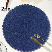 1/2/4件套，天然编织餐垫，波西米亚风格，适用于厨房、餐桌、室内/室外，可水洗，耐热，易于擦拭，适合露营、度假、婚礼、派对等场合。 - 藍色 - 查看 8