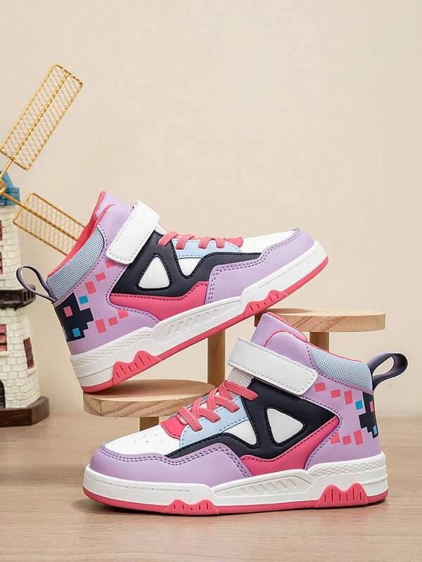 Tênis de skate infantil de cano alto, tênis esportivos casuais, antiderrapantes, com absorção de impacto, quentes, respirável, modernos para meninos e meninas