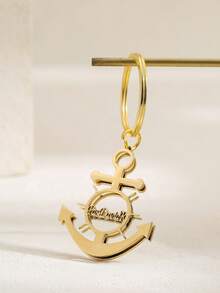 1 Stück personalisierter Edelstahl Namensanhänger - Personalisierter matter Anker Seemann Buchstaben Anhänger mit glänzenden Akzenten, unisex Panzerkette Schmuckgeschenk, geeignet für Lässig oder formelle Anlässe, Boho-Chic, 18 Karat vergoldet, personalisierter Schlüsselanhänger