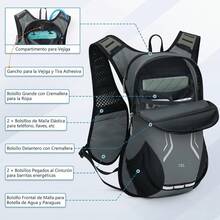 NEWHEY Mochila de Hidratación Mochila de Hidratación con Depósito de Agua de 2L Mochila de Agua para Hombres Mujeres Bolsa de Hidratación para Senderismo Ciclismo Running Escalada Camping - Gris - Ver 3