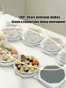 9pcs 360° Rotation Kitchen Turntable, Heat Resistant Versatile Organizer For Dining Table Tops & Kitchen Countertops (Fits Rectangular Tables). - Black and White - View 4
