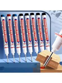 5 支/10 支套装防水永久性记号笔，颜色随机 - 适用于木工、建筑、DIY 工艺品 - 中号笔尖，适用于木材、塑料、玻璃、金属、人造皮革、建筑工具等，时尚笔设计，防水墨水，木工工具 - 均碼 - 查看 3
