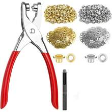 YUHOHO 1202pzs Juego de Alicates con Ojal de 6mm, 1/4 Pulgadas Alicates de Perforación, Juego de Alicates con 600 Ojales de Metal, Kit de Prensa de Mano con Ojales, Juego de Herramientas de Ojales - 1 - Ver 2