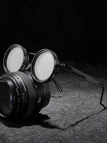 9-Level Adjustable Tinted Round Lens Fashion Glasses, Suitable For Various Occasions Such As Retro Punk Parties, Music Festivals, . Especially Suitable For Easter, Graduation Season, Halloween And Christmas. Aluminum-Magnesium Alloy Lenses, Alloy Frames. - Rotate N9 - View 5