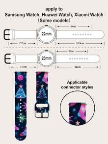 1pc Christmas Gift Colorful Christmas Tree Soft Elastic Breathable Comfortable Wristband Replacement Watch Band Compatible With Samsung, Garmin, Honor Smartwatches, Apple Watch 38mm 40mm 41mm 45mm 44mm 42mm 46mm 49mm, Fashionable Casual Multi-Color Silicone Watch Band Compatible With Apple Watch Ultra Series SE/11/10/9/8/7/6/5/4/3/2/1