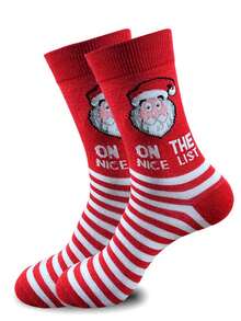 1 Pair/6 Pairs Women's Christmas Element Thick Mid-Calf Socks, Warm And Insulating For Autumn/Winter, Cozy Home Wear - Red - View 13