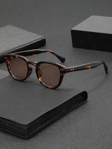 1 Pair Men's Retro Round Studded Fashion Glasses, Fashionable For Outdoor, Cycling, Beach, Party