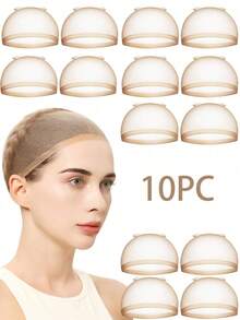 5pcs/10pcs/15pc/20PCS/30PCS/50pcs/80PCS/100pcWig Cap Inner Net - 100PCS Black Stretch Mesh Dome Wig Caps For Women, Lightweight Breathable Wig Liners For Braids, Weaving & Daily Wig Wearing - Beige - View 9