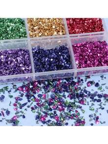 1 طقم/6 ألوان مواد حشو راتنج الإيبوكسي المسحوق من الزجاج والمعدن والحجر الملون لتزيين المناظر الطبيعية الصغيرة DIY (حوالي 45 جرام)