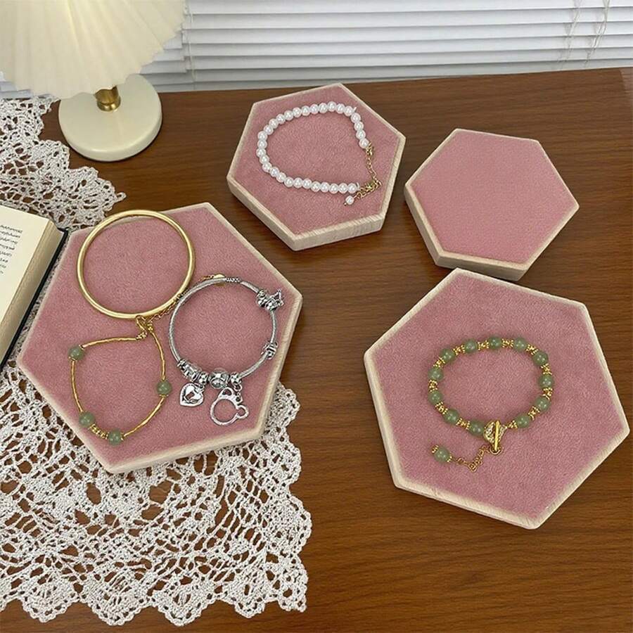Soporte de exhibición de joyería hexagonal, utilizado para organizar y almacenar pulseras y collares. - Rosa - Ver 1