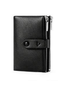 MIYIN 小号柔软 PU 钱包 女士双折超薄钱包 信用卡夹 便携式现金 白领人士 男士 大学 工作 商务 通勤 办公室 周年纪念 情侣 生日礼物 情人节礼物 礼物 送给老师 女士 钱包 钱夹 钱包 小钱包 - 黑色 - 查看 2