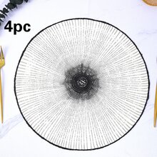 1/2/4 piezas, Individuales de estilo bohemio para mesa de cocina interior/exterior, lavables, resistentes al calor, individuales limpiables para mesa de comedor para camping, festival, boda, fiesta - Blanco y Negro - Ver 8