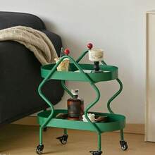 Mesa auxiliar con forma de árbol de Navidad de lujo, estantería de doble capa, mesa auxiliar pequeña y móvil, verde y negro, decoración del hogar, sala de estar, mesa lateral del sofá, mesita de noche, mesa de balcón, mini mesa de té con estante de almacenamiento de doble nivel