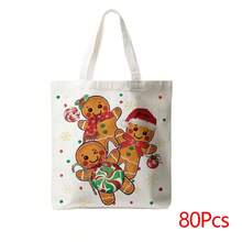 1 pièce/Multipack Sac fourre-tout en canevas Bonhomme en pain d'épices de Noël, sac à légumes, 36*38cm, pochette de rangement décorative saisonnière pour cuisine et salle à manger, cadeau
