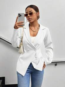 A&DD MODA, REF: 173 Women's Blazer Elegant Fitted Modern Social Formal Casual Sophisticated Tailoring Premium Fabric Versatile Comfortable Work Style Party Everyday Classic Perfect Cut Refined Look Contemporary Look Blogger Charming Quality Superior Finish ✨ - 白色 - 查看 5