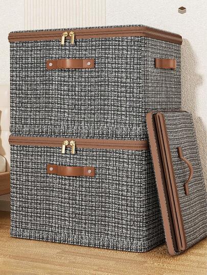 1pc Fabric Storage Organizer Box, Multi-Layer High Capacity Home Storage Basket, Wardrobe Storage Box