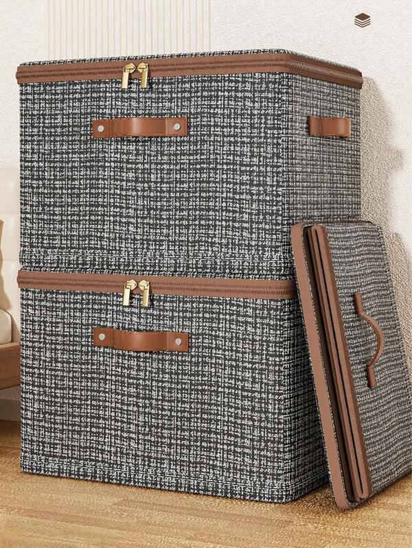 1pc Clothes Storage And Organizing Box, Home Storage Basket, Layered Large Capacity Fabric Storage Box, Wardrobe Box