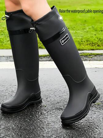 Fesd Ts Japanese Style Women's Tall Rain Boots, Waterproof Slip-Resistant Thick Sole Rubber Boots For Kitchen Work, Outdoor Activities Like Car Washing, Camping, Fishing, Beach, Sports, Household Chores, All Season