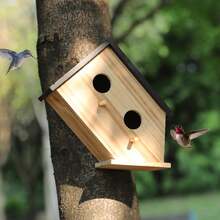 Bird House Outside-Wren Bird House Outdoor-Wooden Birdhouse Outdoors Hanging Bluebird House Cardinals Garden Viewing -2 Hole (Wooden, 1) - 木製的 - 查看 5