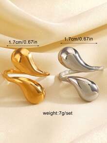 1pc Stainless Steel Fashionable Minimalist Geometric Water Drop Shiny Chunky Ring, Suitable For Women's Daily Wear