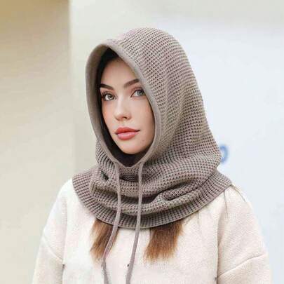 1pc Women's Knitted Hat Scarf Set Winter Warmth Ear Protection Beanie Cap