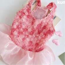 Gradient Small Rose Cake Skirt For Cats & Dogs, Skin-Friendly, Suitable For Cats/Dogs Parties All Seasons, Cute Deer Design