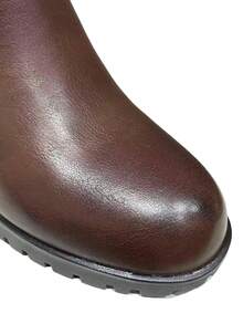 KESCA Boots Stivaletti bassi da donna, stivaletti autunno-inverno da donna con plateau - Tacco alto e spesso, design  con cerniera interna, elastico e fibbia - Castano - Visualizzare 6