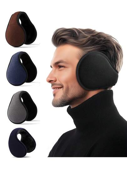 1pc Multi-Color Simple Solid Color Men's Winter Warm Ear Muffs, Foldable Ear Warmers Suitable For Daily Commute And Work, Autumn/Winter