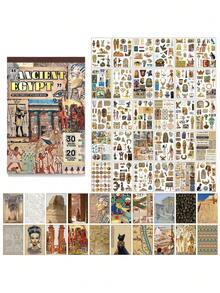 50 piezas/Paquete Pegatinas con Temática Egipcia Vintage, Pegatinas Decorativas Creativas y Estéticas, Materiales de Manualidades para Decoración DIY, Regalos de Vacaciones, Scrapbooking Personalizado, Útiles Escolares
