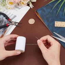 Hilo de encerado, 160m/rollo, hilo de poliéster duradero, hilo para pulseras, manualidades DIY, pulseras y collares, adecuado para coser, reparar y manualidades (blanco) (0.45mm) - Blanco - Ver 9