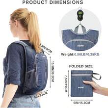 - Mochila de senderismo de 10 litros, mochila ligera y plegable - Azul Oscuro - Ver 4