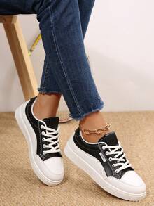 Tênis Branco com Sola Grossa e Elevada para Mulheres, Sapatos de Lona Casuais, Novos Lançamentos de Primavera/Outono, Estudante, Versátil, Esportivo